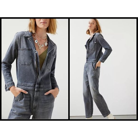 💕MOTHER💕 Half Spring Take-Off Ankle Jumpsuit Stitching in The Dark Gray Small - Picture 8 of 17